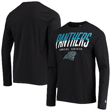 Men's New Era Black Carolina Panthers Combine Authentic Split Line Long Sleeve T-Shirt