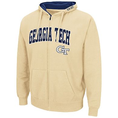 Men's Colosseum Gold Georgia Tech Yellow Jackets Arch & Logo 3.0 Full-Zip Hoodie