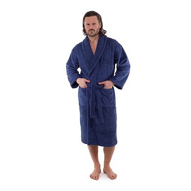 Classic Turkish Towels Shawl Collar 550 GSM Turkish Terry Cloth Robe With Pockets and Self-Tie Belt