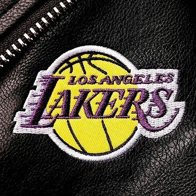 Women's The Wild Collective Black Los Angeles Lakers Moto Full-Zip Jacket