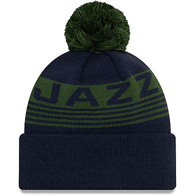 Men's New Era Navy Utah Jazz Proof Cuffed Knit Hat with Pom