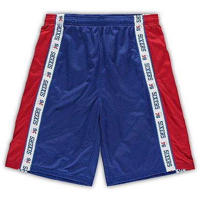 Men's Fanatics Branded Royal/Red Philadelphia 76ers Big & Tall Tape Mesh Shorts