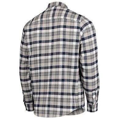 Men's Antigua Navy/Gray Colorado Avalanche Ease Plaid Button-Up Long Sleeve Shirt