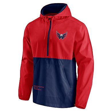 Men's Fanatics Branded Red/Navy Washington Capitals Thrill Seeker Anorak Half-Zip Jacket
