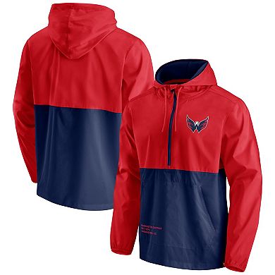 Men's Fanatics Branded Red/Navy Washington Capitals Thrill Seeker Anorak Half-Zip Jacket