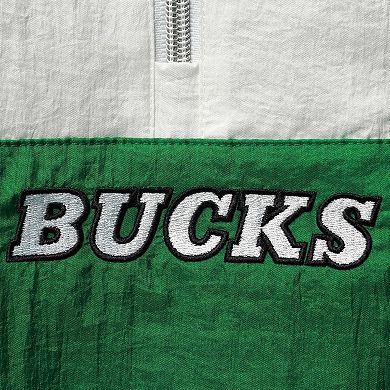 Women's Mitchell & Ness Green Milwaukee Bucks Half-Zip Windbreaker 2.0 Hoodie