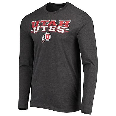 Men's Concepts Sport Red/Heathered Charcoal Utah Utes Meter Long Sleeve T-Shirt & Pants Sleep Set