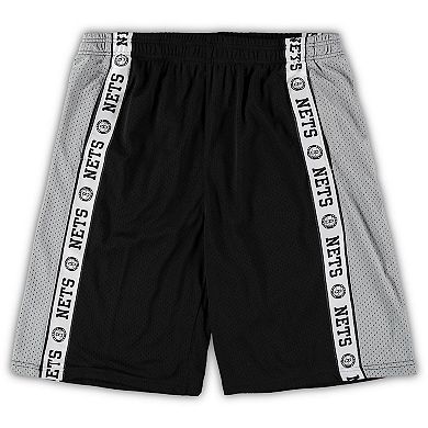 Men's Fanatics Branded Black/Silver New Jersey Nets Big & Tall Tape Mesh Shorts