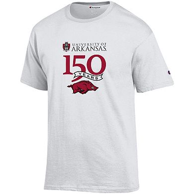 Men's Champion White Arkansas Razorbacks 150th Anniversary T-Shirt