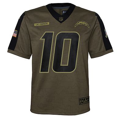 Youth Nike Justin Herbert Olive Los Angeles Chargers 2021 Salute To Service Game Jersey