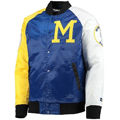 Men's Starter Royal/Gold Milwaukee Brewers Varsity Tri-Color Satin Full-Snap Jacket