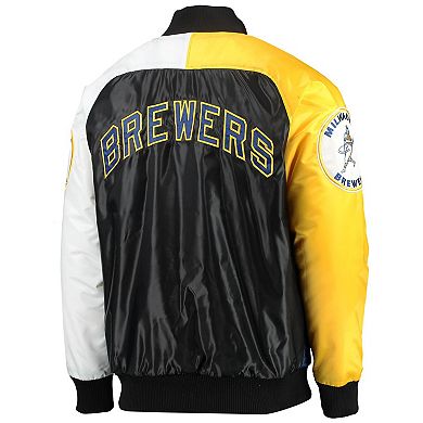 Men's Starter Royal/Gold Milwaukee Brewers Varsity Tri-Color Satin Full-Snap Jacket