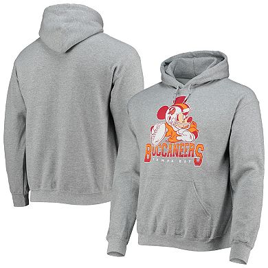 Men's Junk Food Heathered Gray Tampa Bay Buccaneers Disney Mickey Quarterback Pullover Hoodie