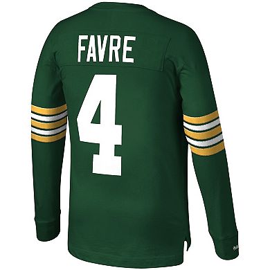 Men's Mitchell & Ness Brett Favre Green Green Bay Packers 1994 Retired Player Name & Number Long Sleeve T-Shirt