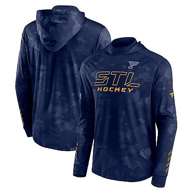 Men's Fanatics Branded Navy St. Louis Blues Authentic Pro Locker Room Camo Pullover Hoodie