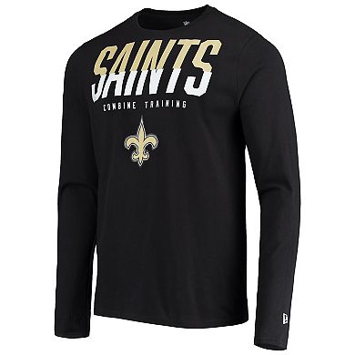 Men's New Era Black New Orleans Saints Combine Authentic Split Line Long Sleeve T-Shirt