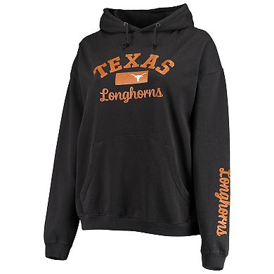 Women's Pressbox Black Texas Longhorns Rock n Roll Super Oversized Pullover Hoodie