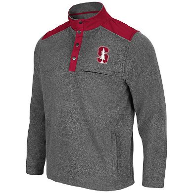 Men's Colosseum Heathered Charcoal/Cardinal Stanford Cardinal Huff Snap Pullover