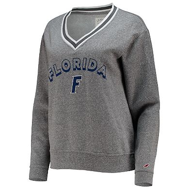 Women's League Collegiate Wear Heathered Gray Florida Gators Victory Springs Tri-Blend V-Neck Pullover Sweatshirt