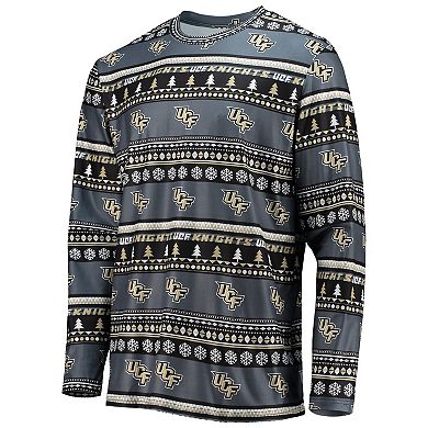 Men's Concepts Sport Charcoal UCF Knights Ugly Sweater Long Sleeve T-Shirt and Pants Sleep Set