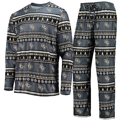 Men's Concepts Sport Charcoal UCF Knights Ugly Sweater Long Sleeve T-Shirt and Pants Sleep Set