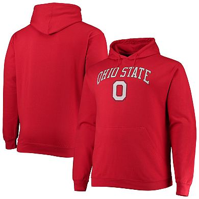 Men's Champion Scarlet Ohio State Buckeyes Big & Tall Arch Over Logo Powerblend Pullover Hoodie