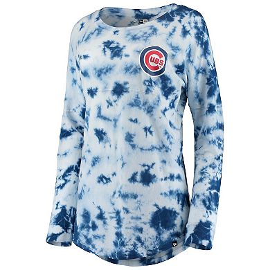 Women's New Era Royal Chicago Cubs Tie-Dye Long Sleeve T-Shirt