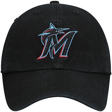 Youth '47 Black Miami Marlins Team Logo Clean Up Adjustable Hat