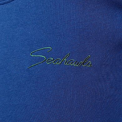 Women's Junk Food Royal Seattle Seahawks Half-Sleeve Mock Neck T-Shirt