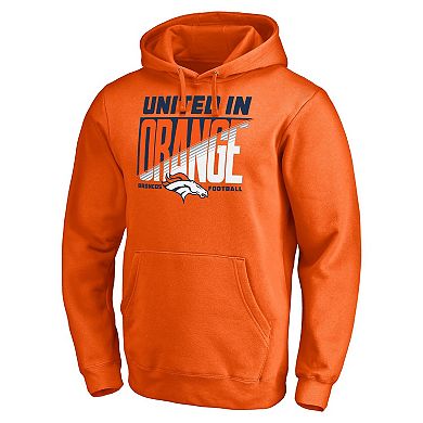 Men's Fanatics Branded Orange Denver Broncos Hometown Collection United In Orange Logo Fitted Pullover Hoodie