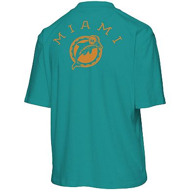 Women's Junk Food Aqua Miami Dolphins Half-Sleeve Mock Neck T-Shirt