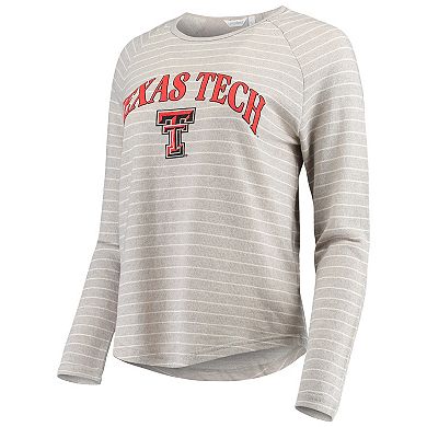 Women's Heathered Gray Texas Tech Red Raiders Seaside Striped French Terry Raglan Pullover Sweatshirt