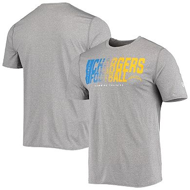 Men's New Era Heathered Gray Los Angeles Chargers Combine Authentic Game On T-Shirt