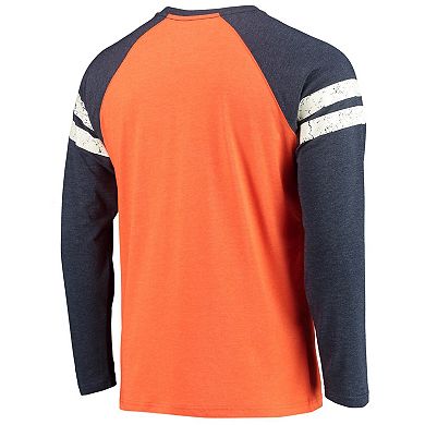 Men's Starter Orange/Navy Chicago Bears Throwback League Raglan Long Sleeve Tri-Blend T-Shirt