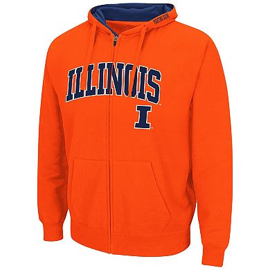 Men's Colosseum Orange Illinois Fighting Illini Arch & Logo 3.0 Full-Zip Hoodie