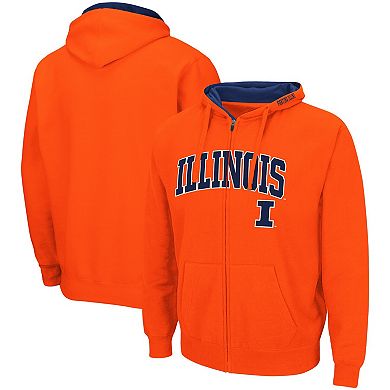 Men's Colosseum Orange Illinois Fighting Illini Arch & Logo 3.0 Full-Zip Hoodie