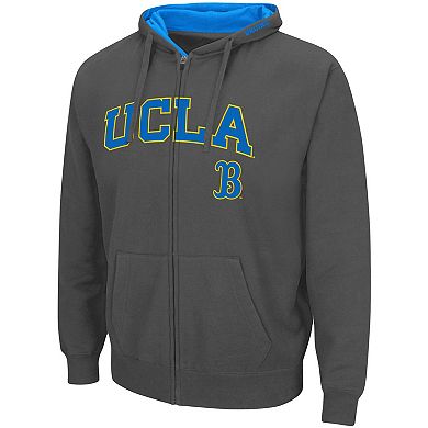 Men's Colosseum Charcoal UCLA Bruins Arch & Logo 3.0 Full-Zip Hoodie