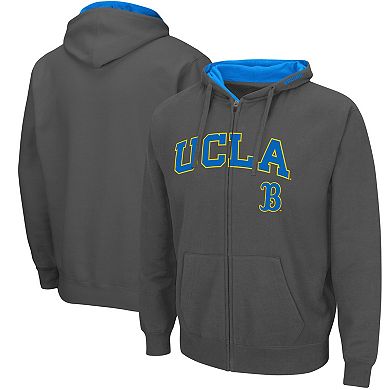 Men's Colosseum Charcoal UCLA Bruins Arch & Logo 3.0 Full-Zip Hoodie