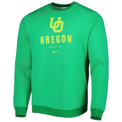 Men's Nike Green Oregon Ducks Vault Stack Club Fleece Pullover Sweatshirt