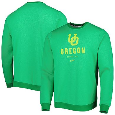 Men's Nike Green Oregon Ducks Vault Stack Club Fleece Pullover Sweatshirt