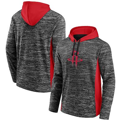 Men's Fanatics Branded Heathered Charcoal Houston Rockets Instant Replay Colorblocked Pullover Hoodie