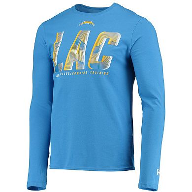 Men's New Era Powder Blue Los Angeles Chargers Combine Authentic Static Abbreviation Long Sleeve T-Shirt