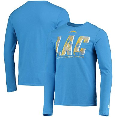 Men's New Era Powder Blue Los Angeles Chargers Combine Authentic Static Abbreviation Long Sleeve T-Shirt