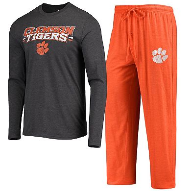 Men's Concepts Sport Orange/Heathered Charcoal Clemson Tigers Meter Long Sleeve T-Shirt & Pants Sleep Set