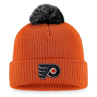 Men's Fanatics Branded Orange Philadelphia Flyers Team Cuffed Knit Hat with Pom