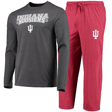 Men's Concepts Sport Crimson/Heathered Charcoal Indiana Hoosiers Meter Long Sleeve T-Shirt & Pants Sleep Set