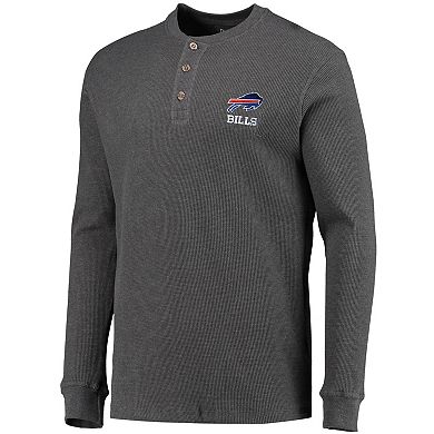 Men's Dunbrooke Heathered Gray Buffalo Bills Logo Maverick Thermal Henley Long Sleeve T-Shirt