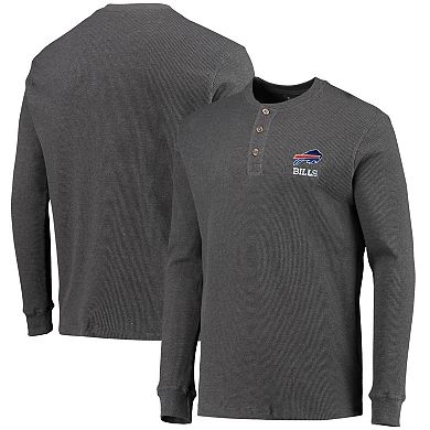 Men's Dunbrooke Heathered Gray Buffalo Bills Logo Maverick Thermal Henley Long Sleeve T-Shirt