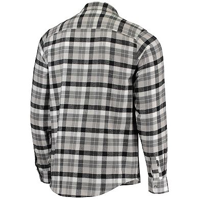 Men's Antigua Black/Gray Pittsburgh Penguins Ease Plaid Button-Up Long Sleeve Shirt