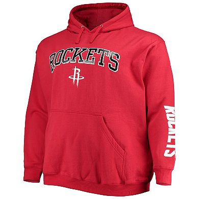 Men's Fanatics Branded Red Houston Rockets Big & Tall Team Wordmark Pullover Hoodie